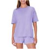 Women's Fashion Solid Color Home Wear Pajamas Loose Short-Sleeved T-Shirt Set