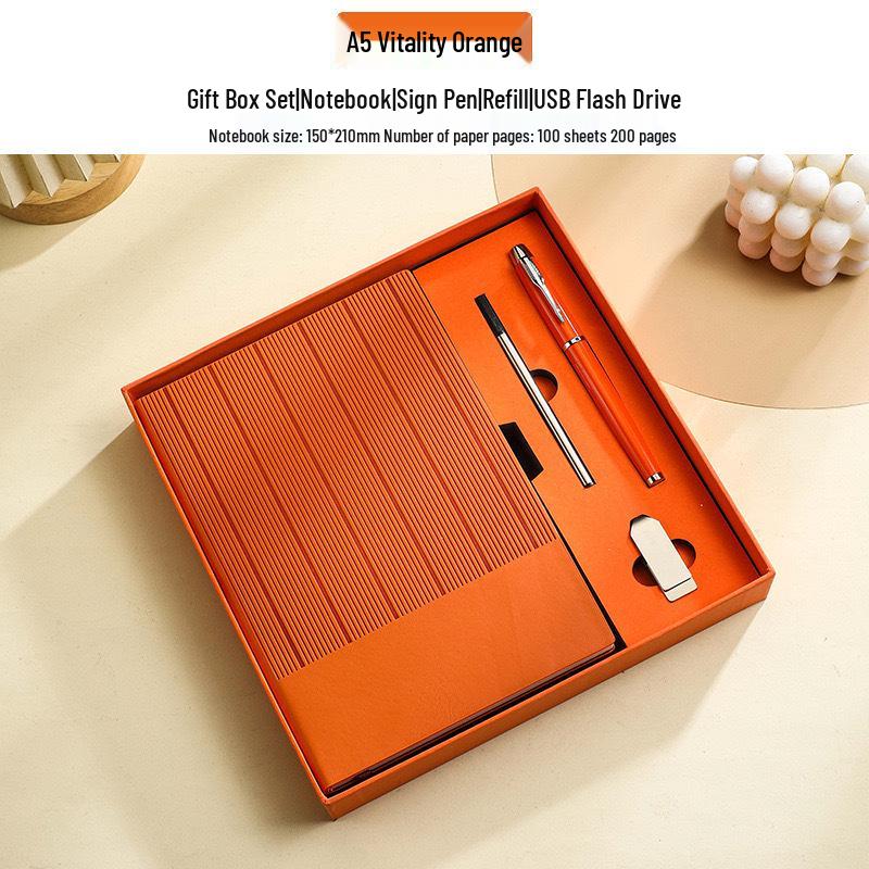 Minimalist Business Notebook Gift Set - Customizable Logo for Company Meetings and Events