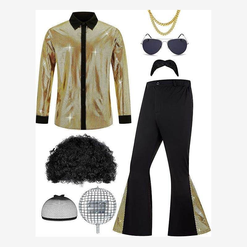 Disco Men's Performance Clothing 2026 Men's Long-Sleeved Shirt and Pants Retro Suit Cos Stage Performance Clothing