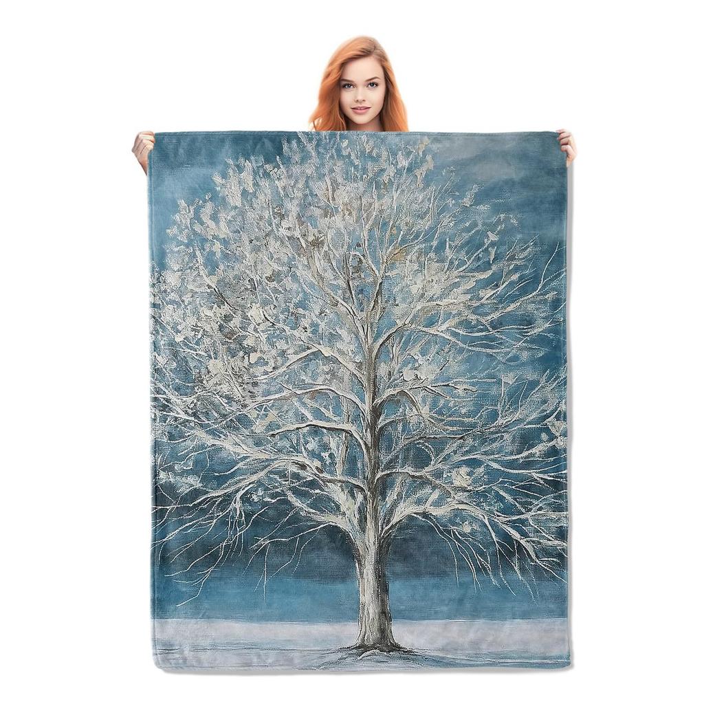 Wash-ink landscape painting digital-printed polyester Bedroom velvet flannel soft sofa cover blanket Fleece sofa cover blankets