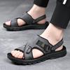 Herre Sandaler i Mykt Lær som Puster - Hul, Sommer Sko med Dobbelt Bruksområde