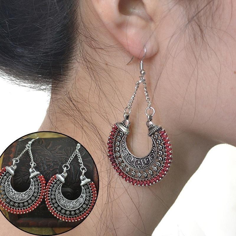 Tibetan Jewelry Vintage Drop Earrings Handmade U Shape Dangle Earrings for Women Brincos Fashion Ethnic Earrings