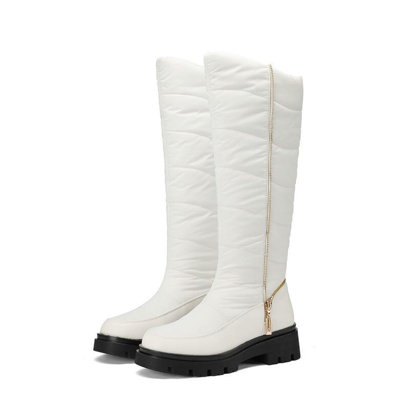 Snow boots autumn and winter piled thick wool cotton shoes medium shoes thick sole flat bottom comfortable warm cotton shoes