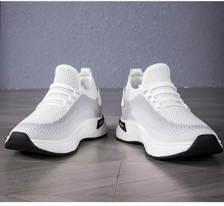 Men's Flyknit Height-Boost Running Shoes - Lightweight, Breathable Platform Sneakers for Spring/Summer
