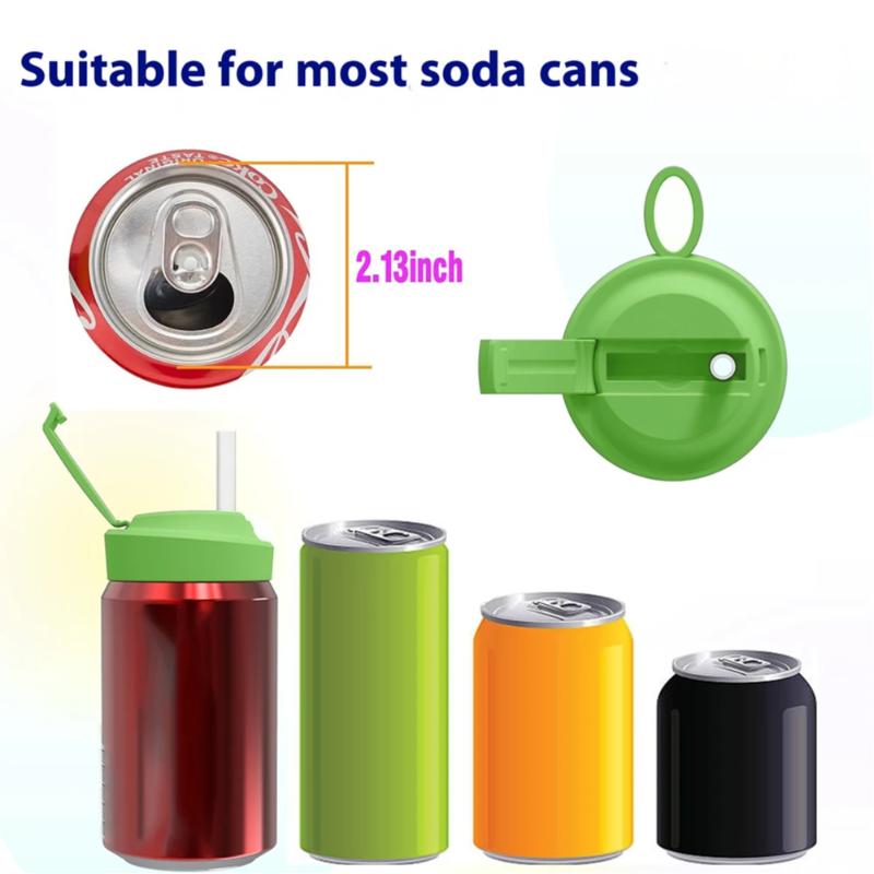 Silicone Soda Can Lids with Straw Beverage Can Cover Leakproof Dustproof Drinks Beer Can Top Protectors for Canned Beverage
