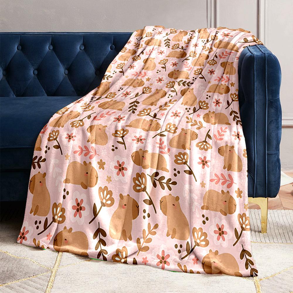 17 Styles Capybara Cartoon Print Blanket Warm Soft and Comfortable Home Travel Blanket Sofa Bedding Camping Blanket for Gifts