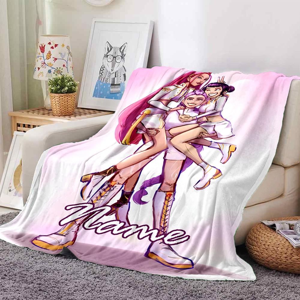 Customizable KPop Demon Hunters24 Throw Blanket – Personalized Name, All-Season Cozy Snug Blanket, Machine Washable, Personalized Blanket