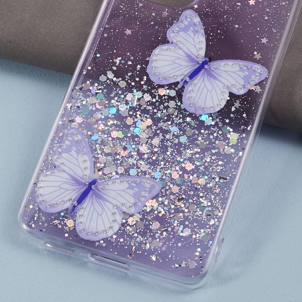 AW Series For Samsung Galaxy A32 5G/M32 5G Cell Phone Case Butterfly Decor Sparkle Epoxy Cover with Big Rear Lens Hole