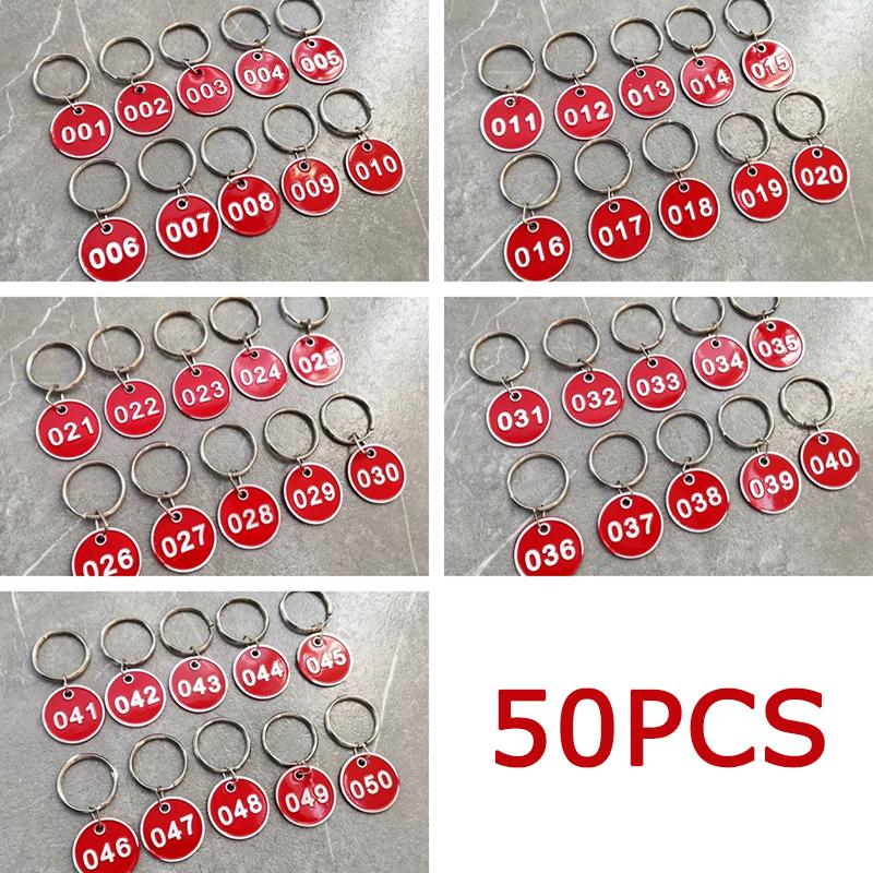 

WTEMPO 1-50 Numbered Key Tags Round Metal Tags Key Chain Tags Home Office Garage Key Tags Dormitory Keys House Storage Locker Key Tags 50pcs красный