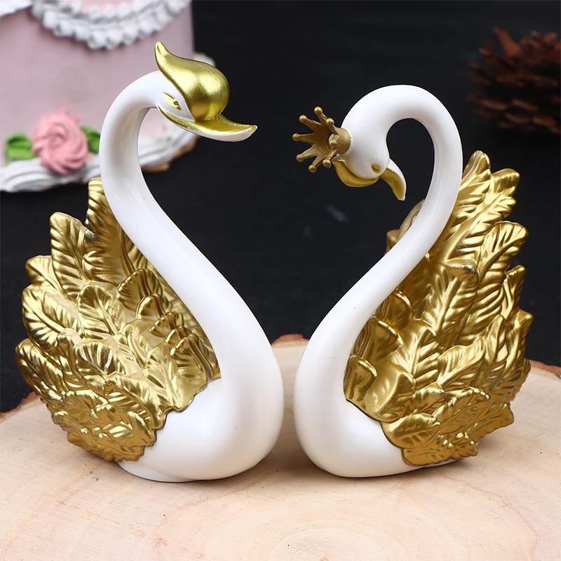 

2Pcs Swan Model Figurine Swan Cake Topper Dessert Baking Decor Ornament Car Interior Home Festival Atmosphere Decor Accessories золотий