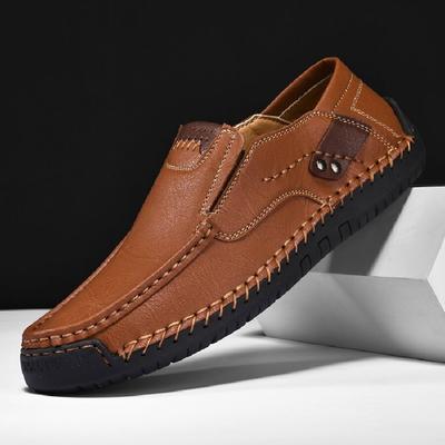 Roman Men Leather Shoes 2025 Handmade Comfortable Men Flat Shoes Loafers Outdoor Hot Sale Walking Shoes Plus 38-48 Fast Shipping