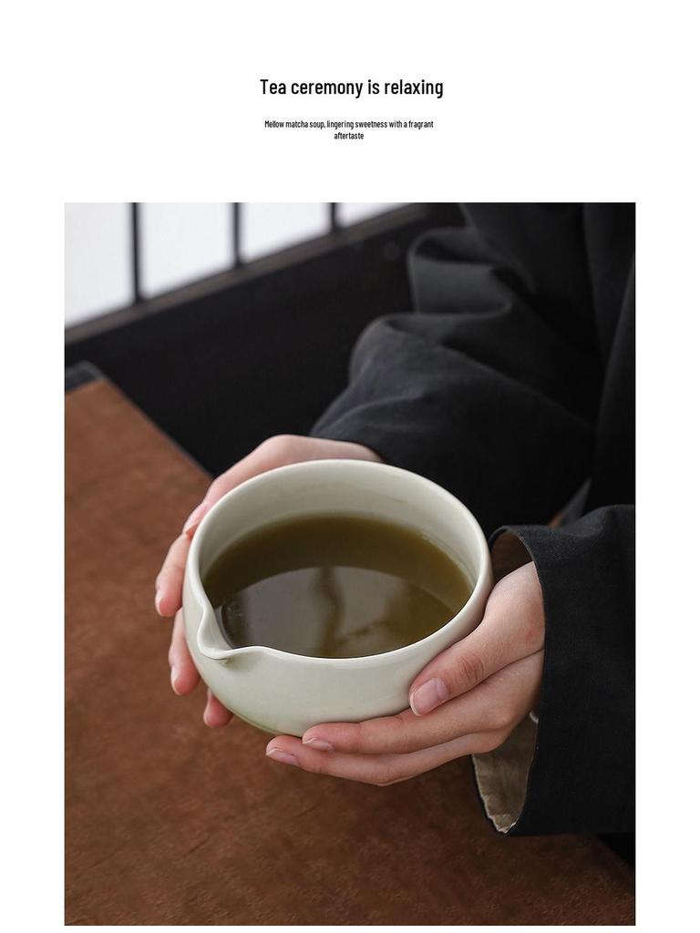 Japanese Matcha Tea Set: Ceramic Bowl & Whisk