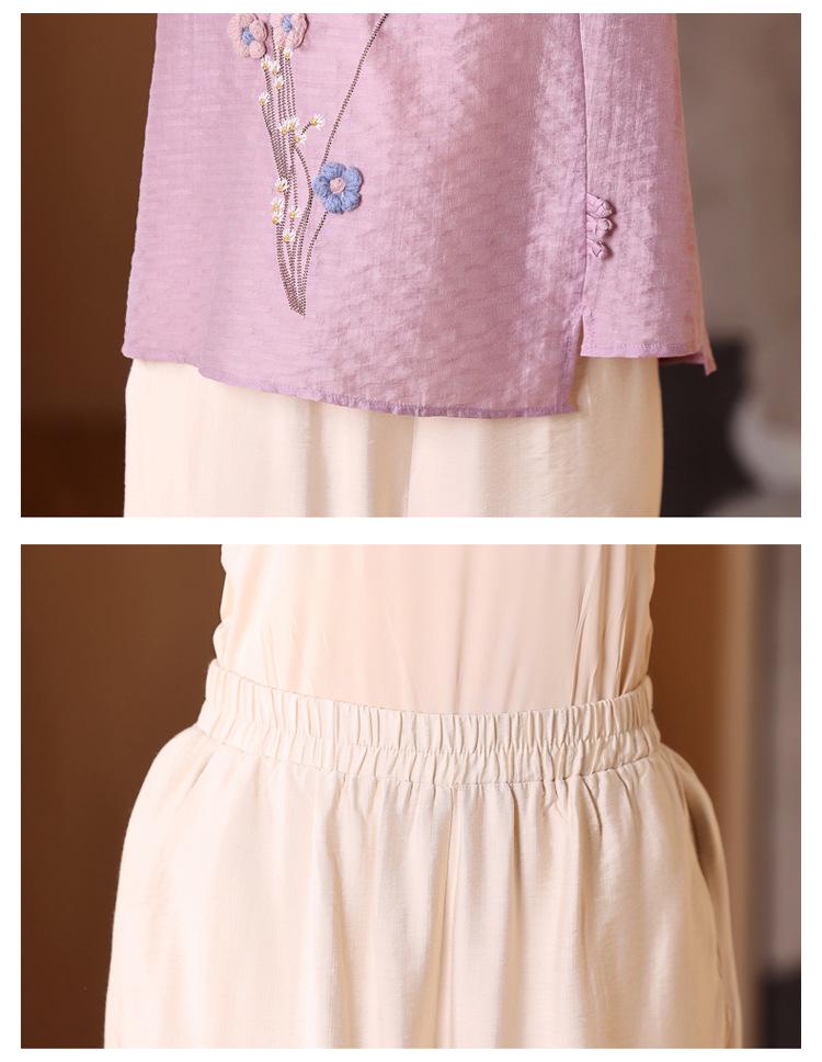 Mom's 2025 Summer Fashion: Loose Top & Wide-Leg Pants Two-Piece Set for Middle-Aged and Elderly Women.