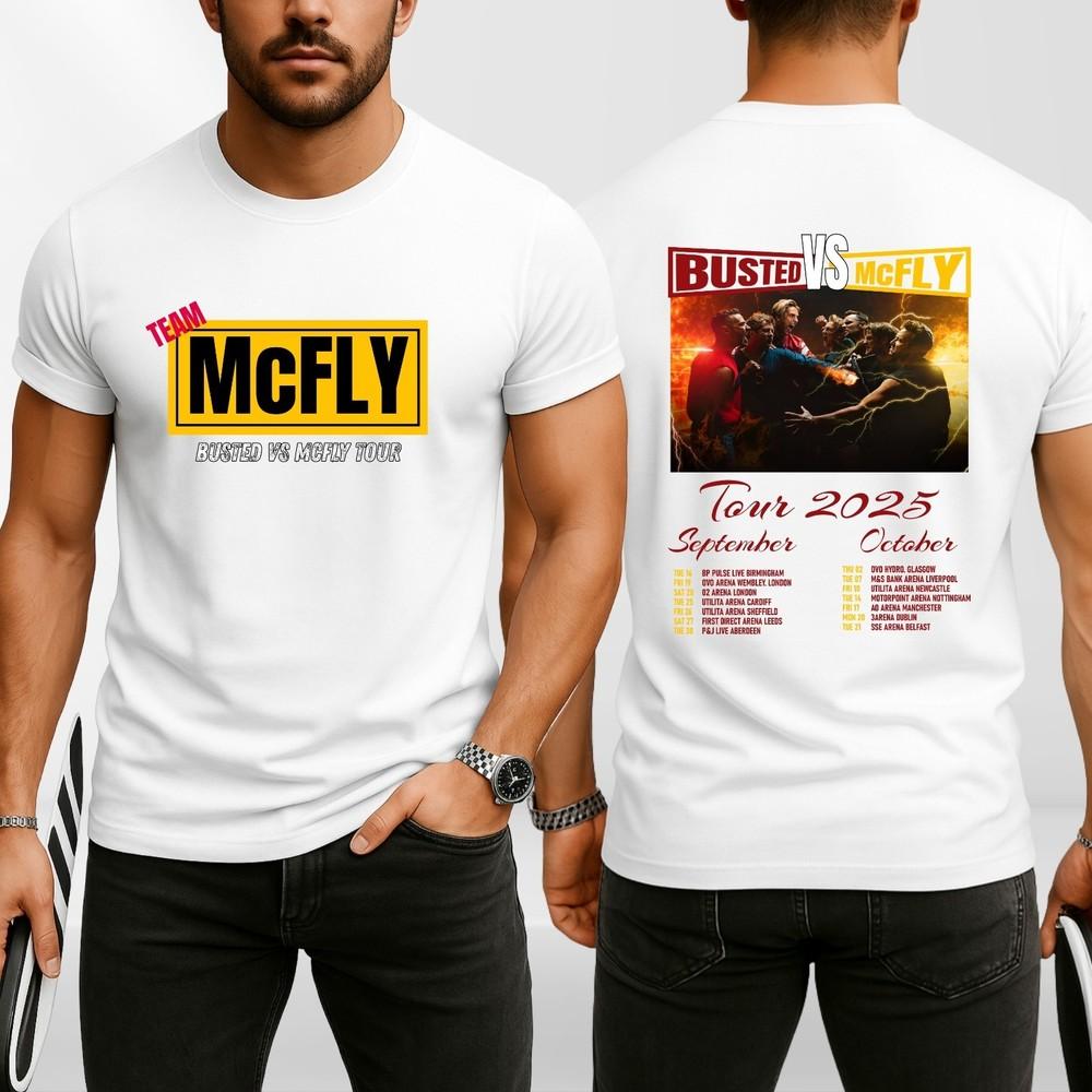 

McFly vs Busted Tour 2025 T-Shirt Team McFly Band Front and Back Concert Gift Top M