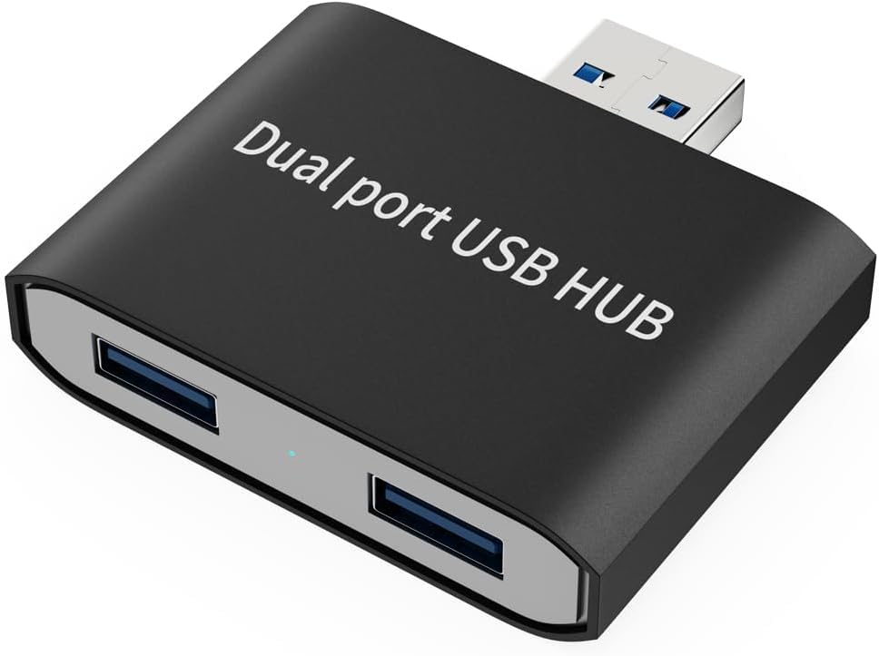 USB Hub with 2 5Gbps Data Compact Design for Laptops and Plug Connects to and External Hard Black 3.0 Ports, Ultra-Speed Transfer, Desktops, & Play,