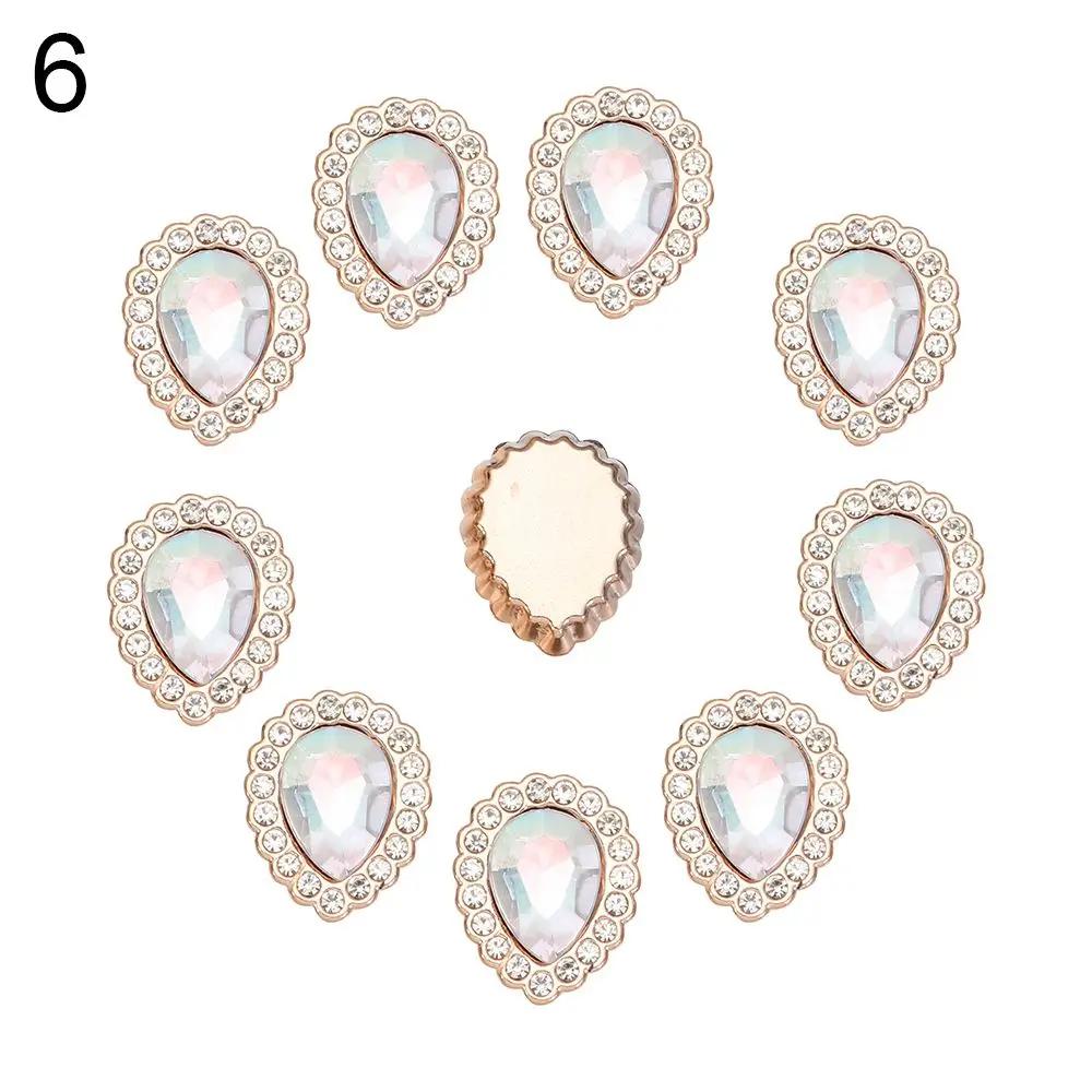 10PCS Pearl Flower Rhinestone Buttons Sparkling Crystal Hairpins Decorative Buttons for Clothes DIY Apparel Sewing Accessories
