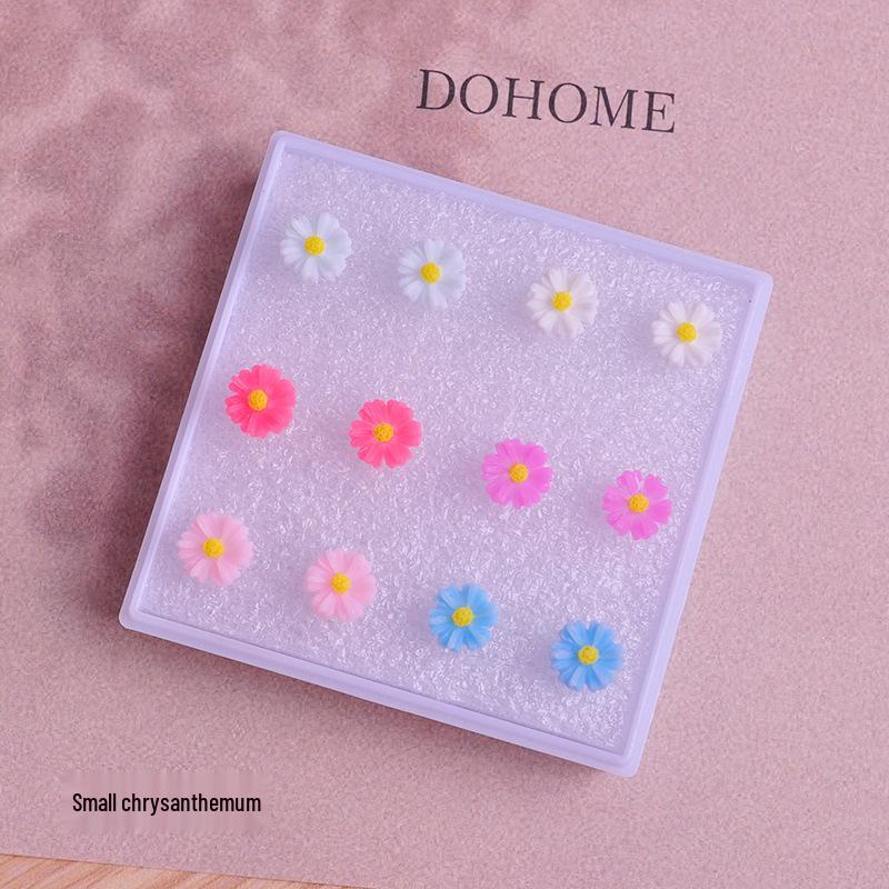 Children's Plastic Resin Rose Earrings Set