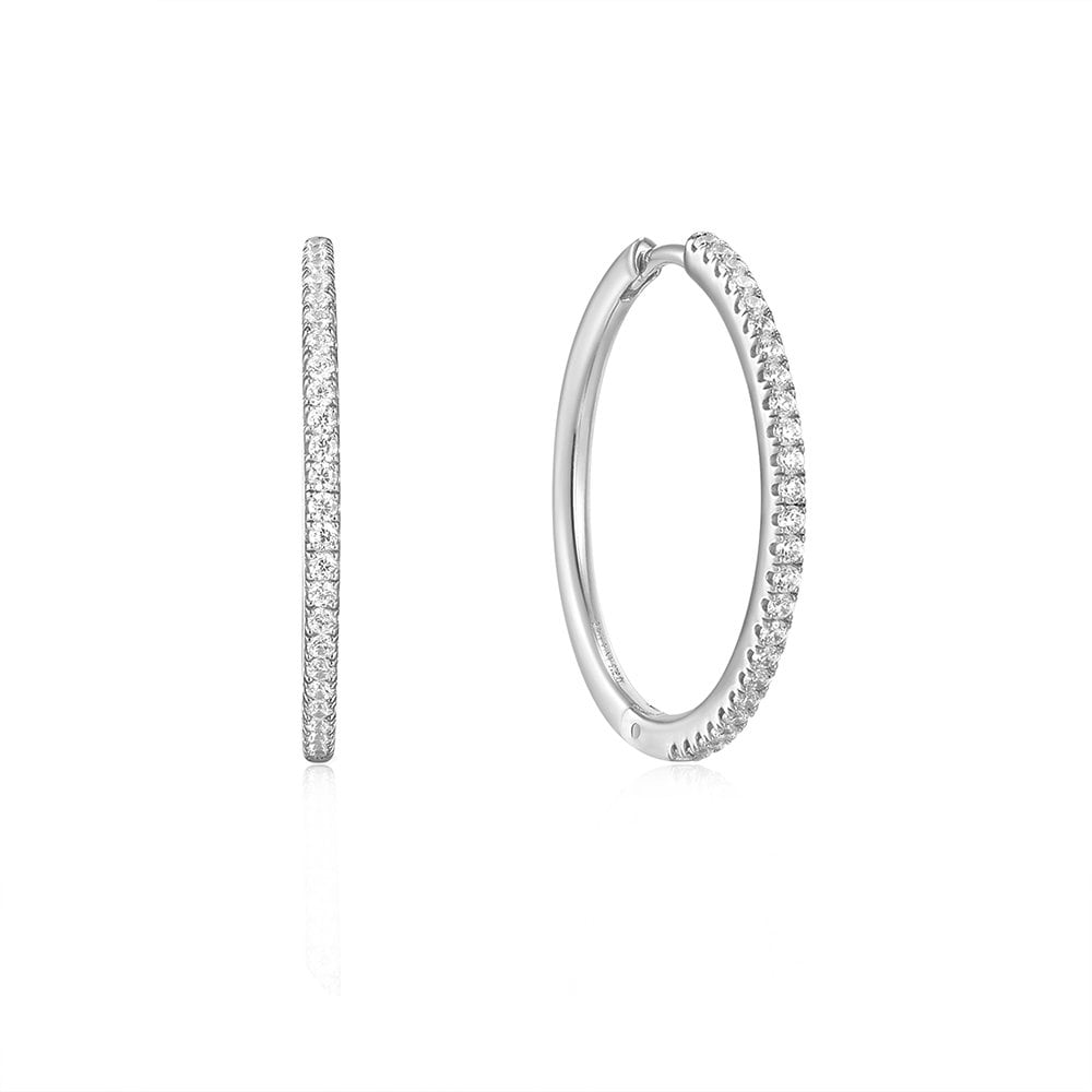 [Worn by Jang Won-young, Jeon Hyo-seong, and Hong Soo-hyun] Glam Stone-Setting Hoop Ring 925 Silver Earrings E037-07H