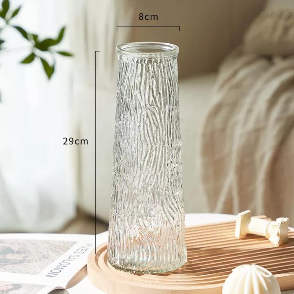 Clear Glass Vase, Ribbed Vase, Fluted Glass Vase, Flower Vase, Modern Vase For Centerpieces, Decorative Vase