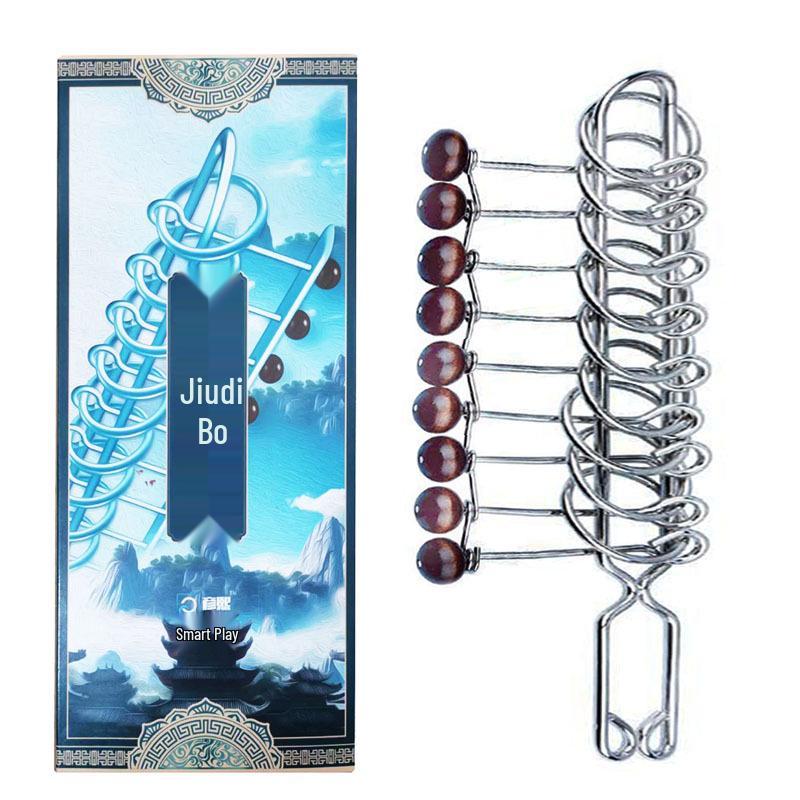 Nine-Ring Metal Puzzle - Eight-Piece Disentanglement Brain Teaser Set