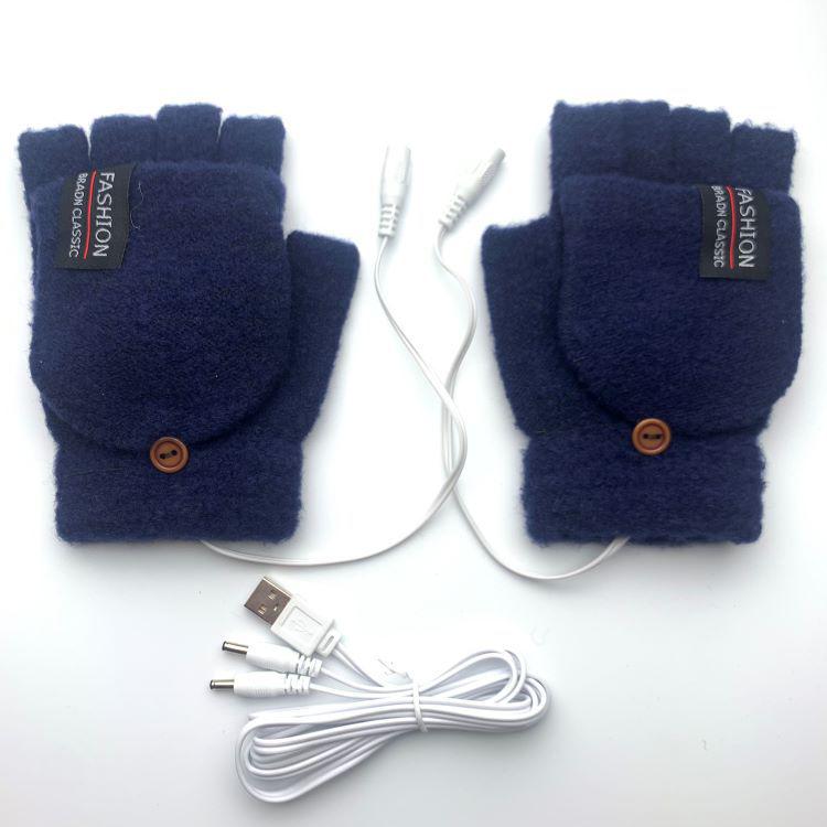 USB-Beheizte Halbfinger-Winterhandschuhe für Herren