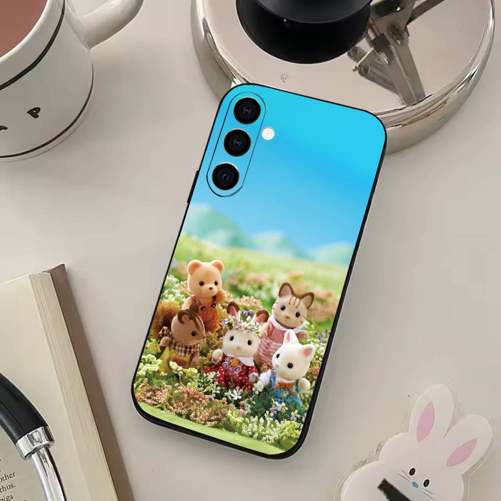 

Lovely Sylvanian Families Phone Case For Samsung Galaxy A73,A72,A71,A70,A53,A52,A51,Soft Silicone Black Cover Samsung a53 5g