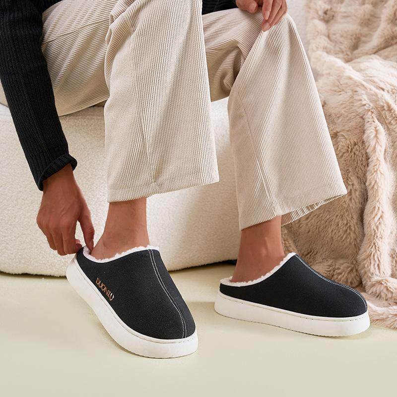 Fashion Fuzzy Fur Outdoor Winter Women's Slippers Indoor Comfort Anti-slip Soft Sole Resistant Men Casual Couple Cotton Shoes Snow Boots