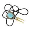 Vintage Bolo Tie Western Antique Crack Stone Cowboy Pendant Shirt Chain Collar Necktie Leather Rope Jewelry Necklace