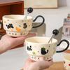 Creative Little Black Cat Ceramic Cup with Spoon for Home Use Large Capacity Office Couple Cup High Value Souvenir Gift Mug
