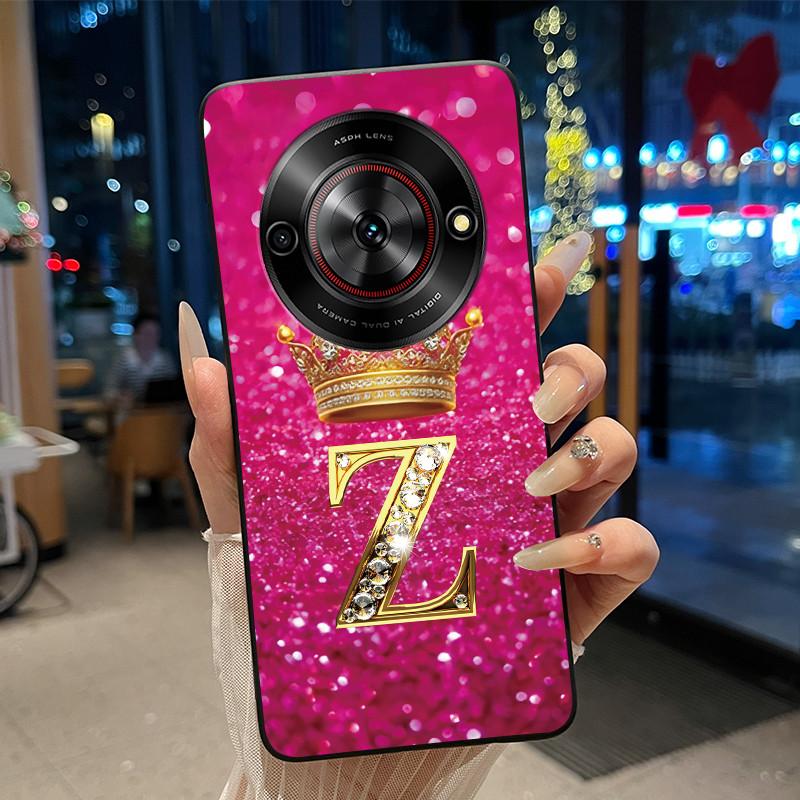 Shockproof Soft Phone Case For ZTE Blade A75 5G/ Nubia Focus 5G Bright Color and Attractive Crown Letter Pattern Casing