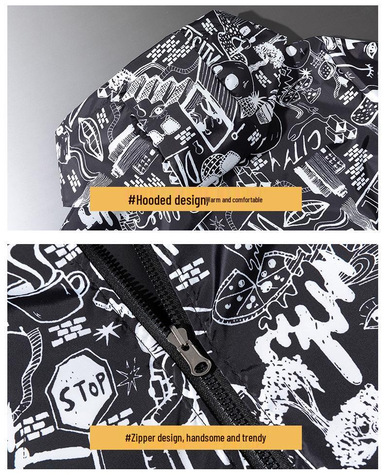 Men's Reversible Reflective Dragon Hoodie - Trendy Loose Fit for Teens