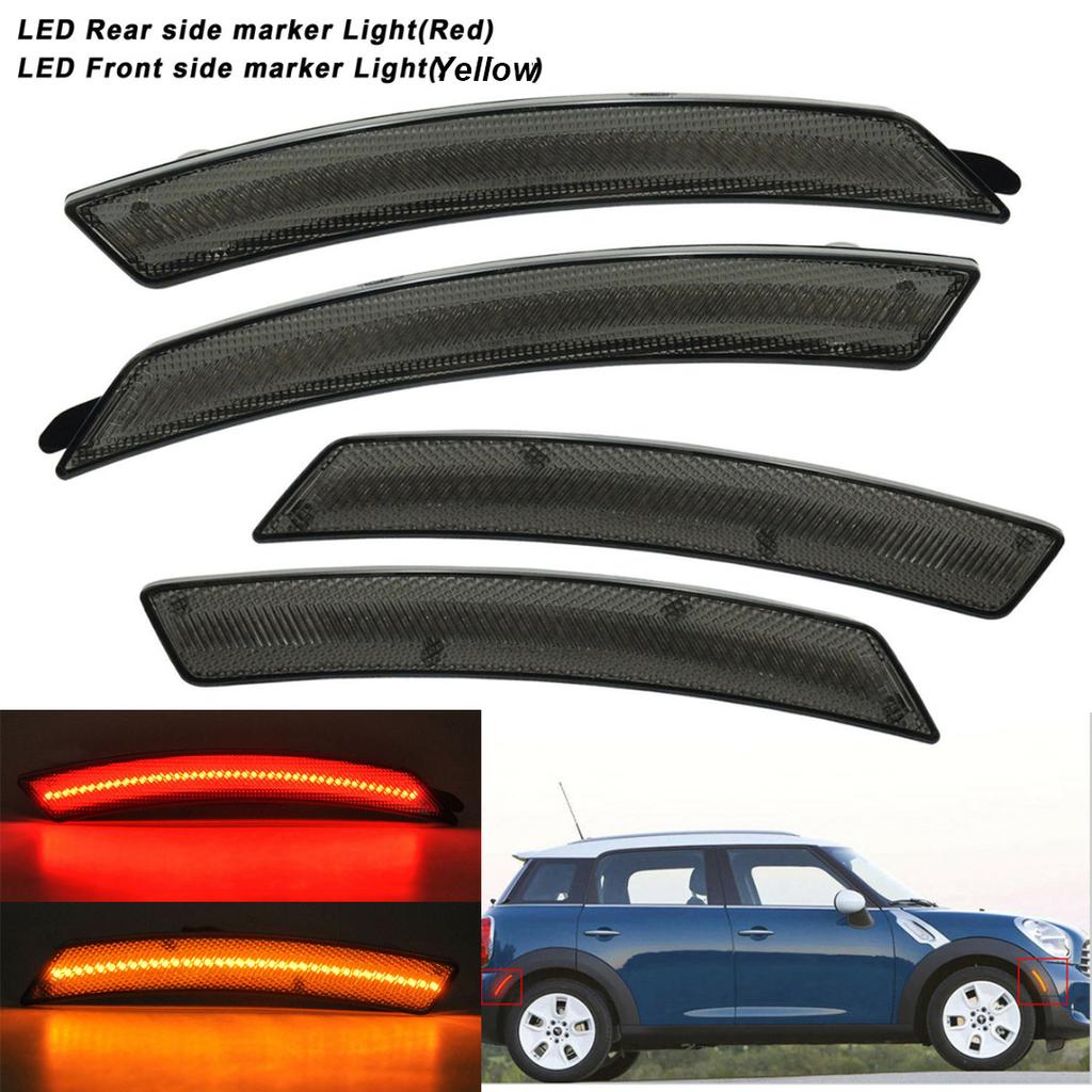 4Pcs Front +Rear Fender LED Side Marker Light For MINI Cooper R55 R56 R57 R58 R60 R61