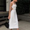Midi Backless Dress Women Hollow Out Summer Bandage Sexy Beach Spaghetti Strap Casual Dresses