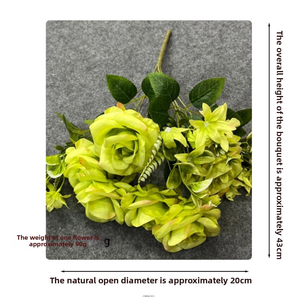 9 Heads Real Happy Rose Flower Mini Photography Photo Gift Valentine's Day Flowers 9 Colors Crystal Grass Bouquet