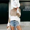 Women's Fashion Casual Fall Winter Colour Block Print Long Sleeve V-Neck Tops Women's Clothing Woolen Knitwear Sweaters
