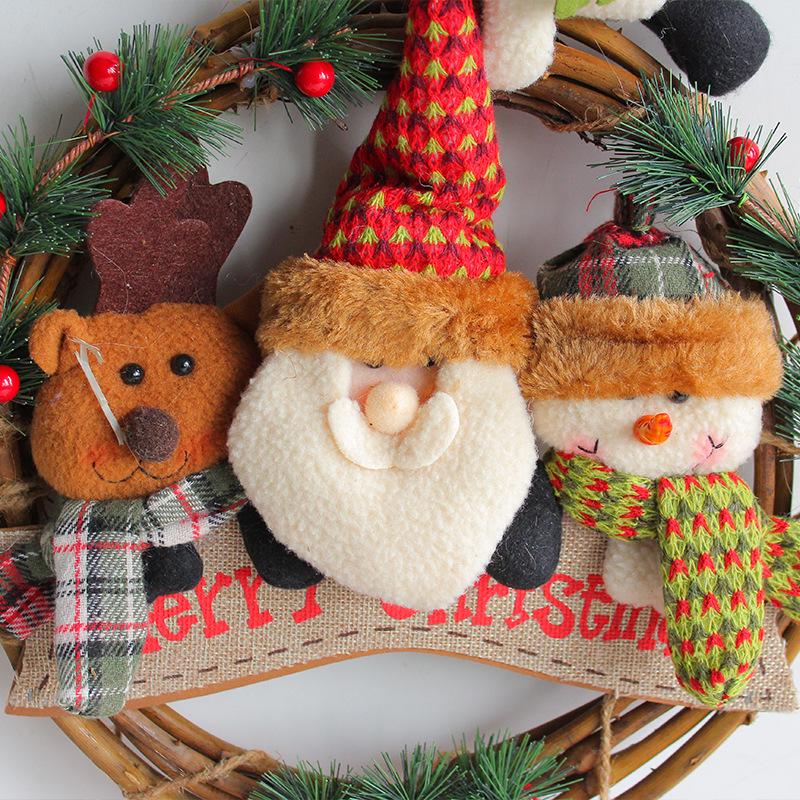 Harbor Love Christmas Snowman Wreath Door Hanger - Vine Circle Decorative Pendant for Window Display