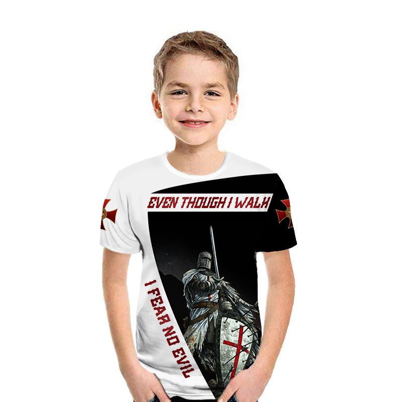 Tricou casual pentru copii cu mâneci scurte pentru copii Tricou pentru copii imprimat 3D pentru băieți Tricou pentru copii Knight