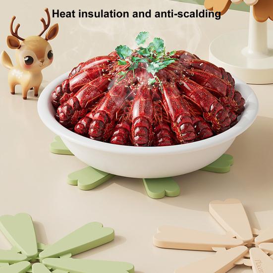 Silicone Trivet for Hot Dishes Christmas Tree Pot Holder Heat Resistant Coasters Insulation Pad