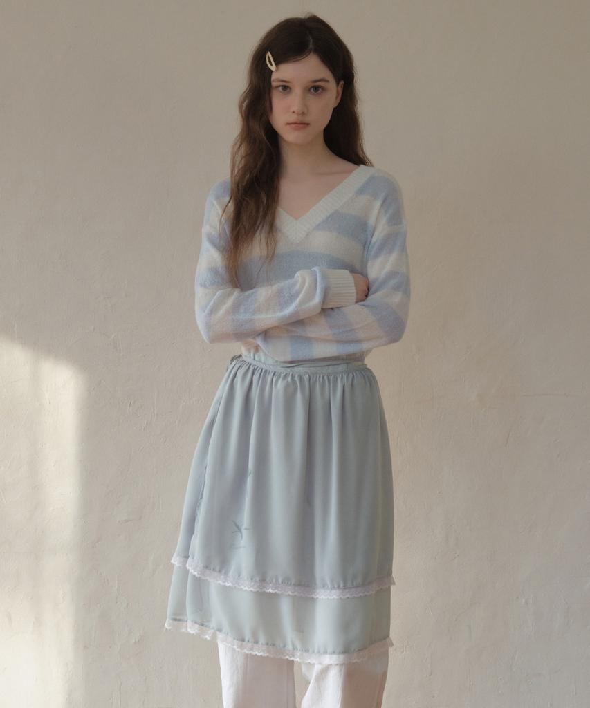 Aueonoseuteljia Double Lace Flower Wrap Skirt_Light Blue(O26Acc01)