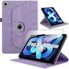 Case + Tempered Glass for iPad Air 4/5 10.9 Inches, Rotating Case Leather Effect Purple Tree Pattern