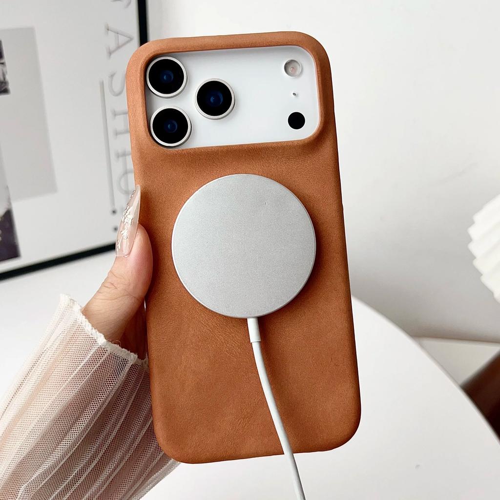 Rrtro Suede Lambskin Leather Magnetic Case For iPhone 17Air 16 15 14 13 12 17 Pro Max Plus For Magsafe Wireless Charging Cover