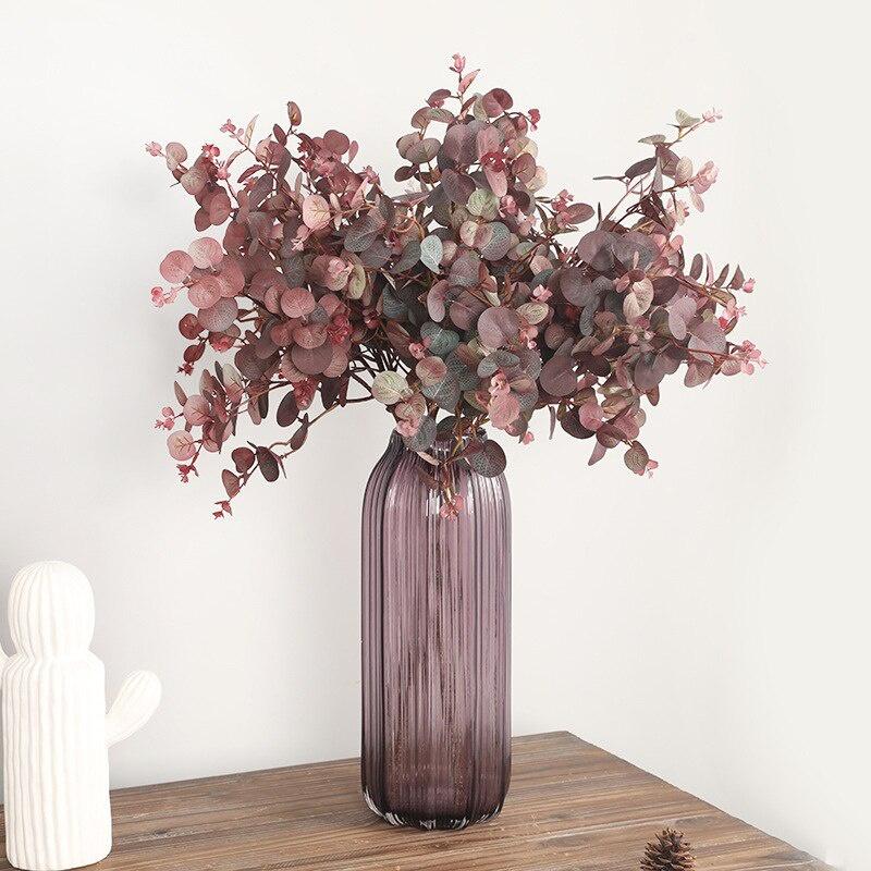 3 Stück Herbst Künstliches Eukalyptusblatt 70cm Kunstpflanzen Zweig für Heimdekoration Hochzeit Gartenparty Dekor