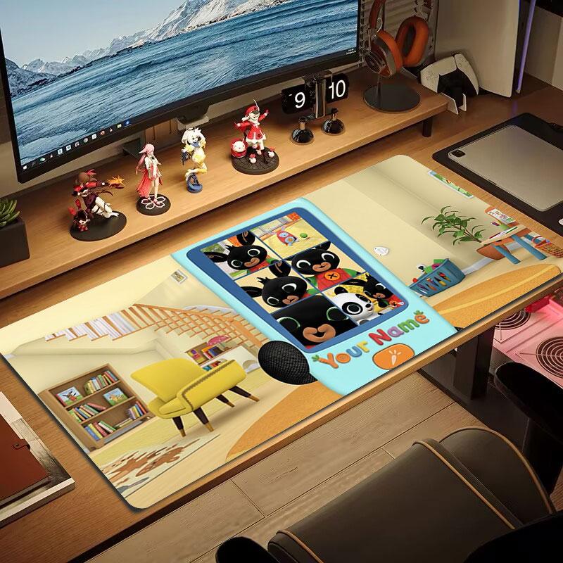 Bing Custom Name Large Size Mouse Pad Large Gaming Table Cushion Non-slip Laptop Tablet Big Mousepad XXL Mat Mini PC Playmat With Lock Edge