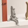 Rzeźba Moai w Stylu Retro Artystyczna Figurka 3D z Ruchomymi Stawami Ozdoba Stabilna Kamienna Dekoracja Stołu Tekstura na Biurko