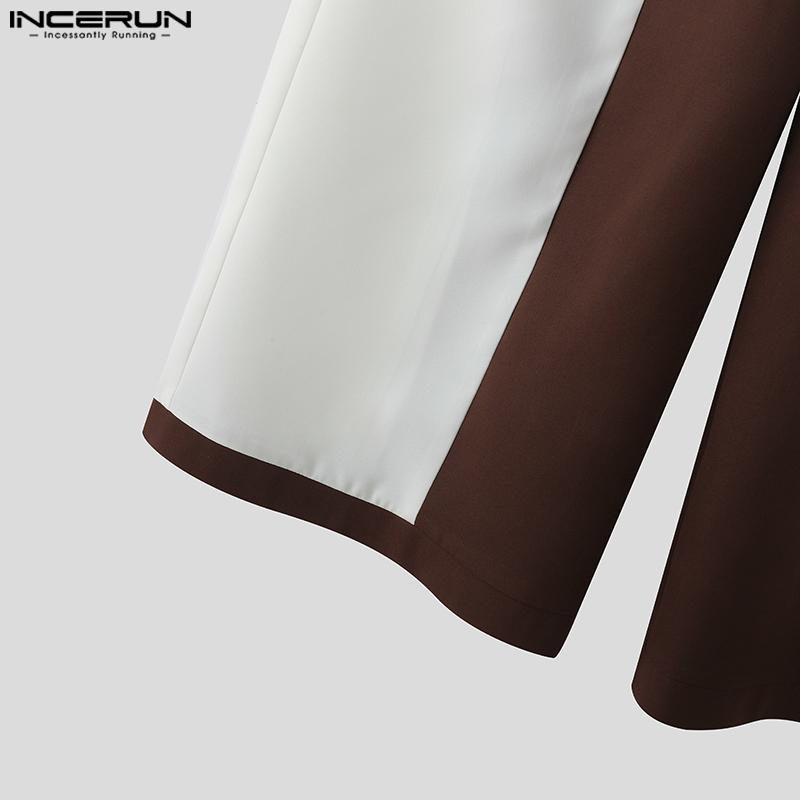 INCERUN 2PCS Men Sleeveless Patchwork Stitching Waistcoat and Long Pants Outfits Sets