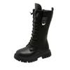 Girls Boots New Autumn and Winter Little Girl High Boots Black Princess Boots Model Catwalk Boots Riding Boots