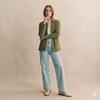 Women's Jacket Genuine Suede Lambskin Leather Handmade Stylish Olive Green Fit