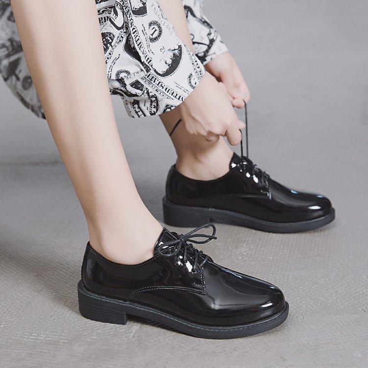 Black Retro British Style Small Leather Shoes Spring New Single Shoes Female Student Flat Bottom Hong Kong Style Casual Loafers