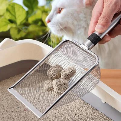 Katzenstreuschaufel aus Edelstahl mit großen Löchern für Bentonit, 4,3/5,0 mm Kotaufnehmer