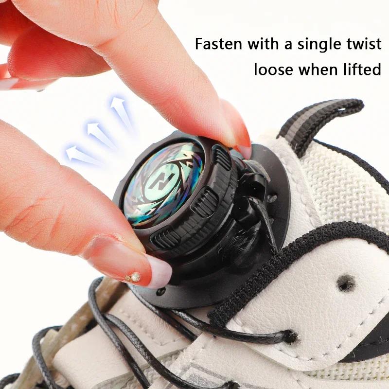 Ingen knytesko lisser Roterende metalltråd svingbar automatisk spennetau Sneaker Skolisser for barn/voksen Quick Lock Shoestrings 1 par